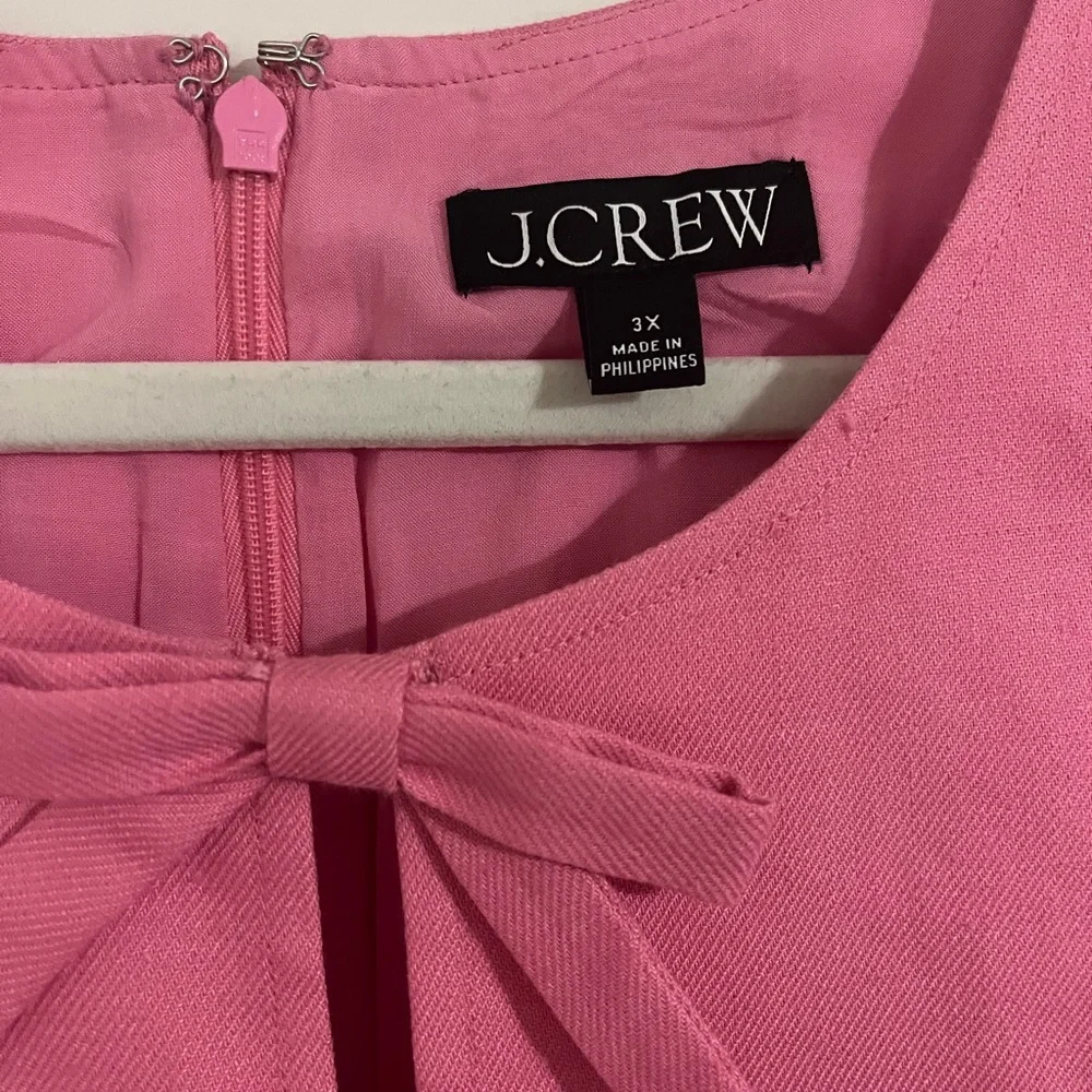 J.Crew Pink Bow front shift dress in stretch linen NWOT Size 3X - Picture 5 of 9